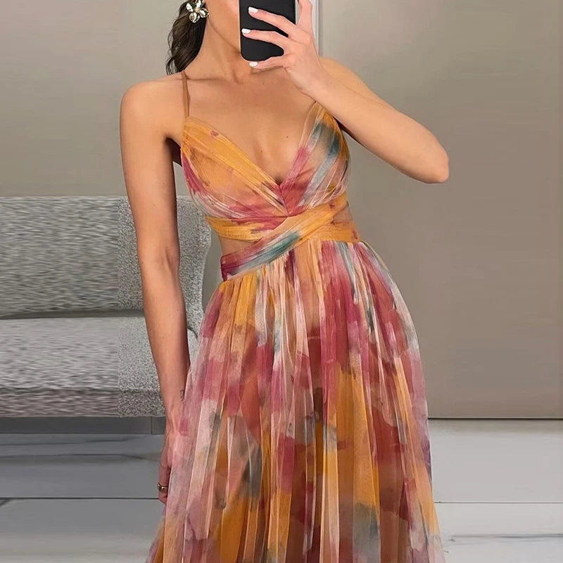LYRA – ELEGANT PRINT PLEATED DRESS