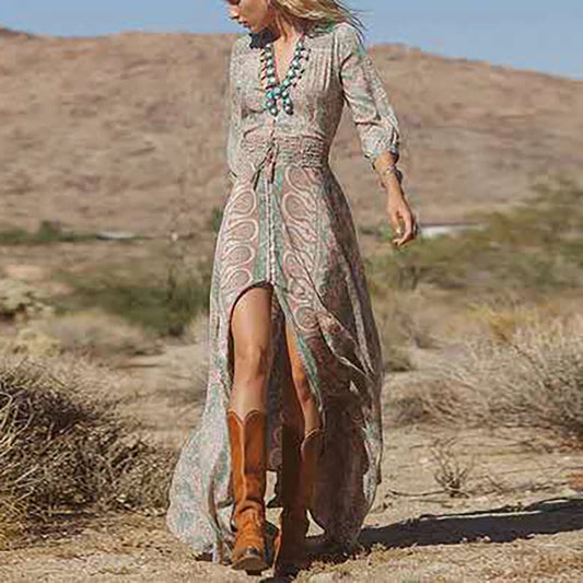 FREYA – VINTAGE PATTERN PRINTED DRESS